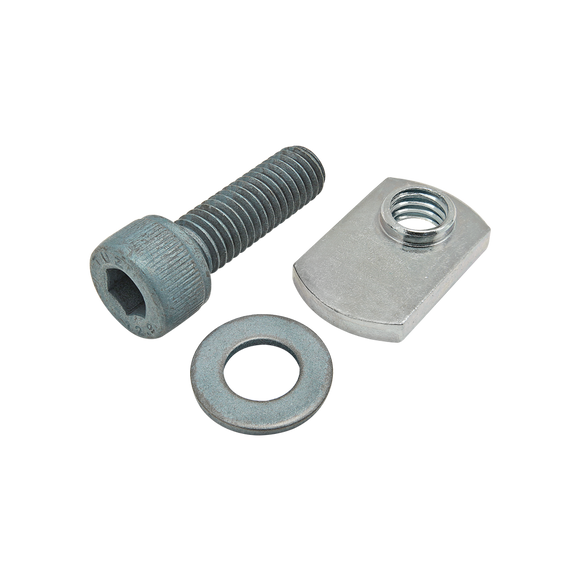 75-3434 -  Bolt Assembly: M8 x 25.00mm Blue SHCS with Washer and Slide-In Economy T-Nut - Offset Thread - Bright Zinc