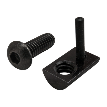 3523 -  Bolt Assembly: 1/4-20 x .750" Black BHSCS and Roll-In T-Nut with Flex Handle - Black Zinc