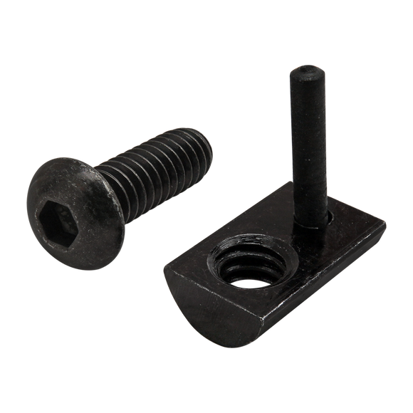 3523 -  Bolt Assembly: 1/4-20 x .750" Black BHSCS and Roll-In T-Nut with Flex Handle - Black Zinc