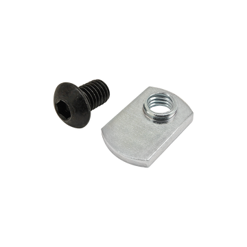 75-3525 -  Bolt Assembly: M8 x 12.00mm Black BHSCS with Slide-In Economy T-Nut - Offset Thread - Bright Zinc