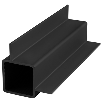 9010-145-BLACK-FB -  1" SQUARE RT ANG DBL FLG QUICK FRM 145" BAR FL BLK ANOD