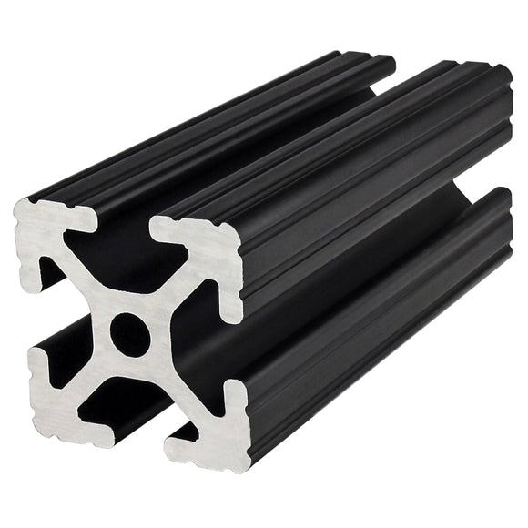 1515-BLACK-120 -  1.5" X 1.5" T-SLOTTED EXTRUSION 120" BAR BLACK ANODIZE