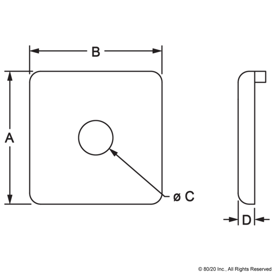 2025-PLAIN - End Cap for PN 1020 with Push-In Fastener