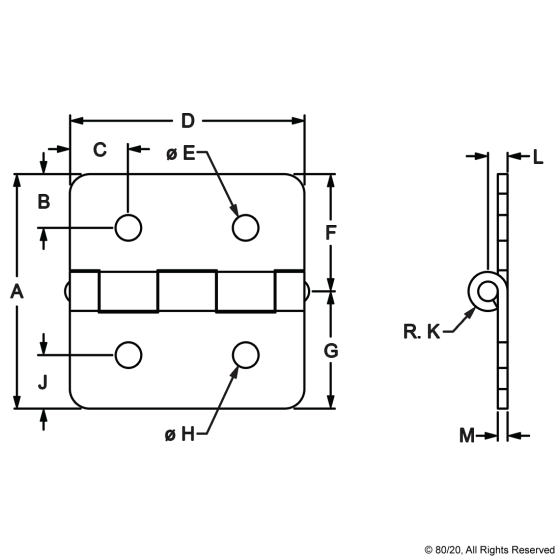 2086 - 10 Series Aluminum Hinge
