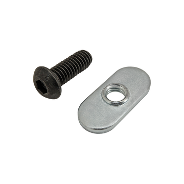 75-3517 -  Bolt Assembly: M6 x 16.00mm Black BHSCS with Slide-In Economy T-Nut - Centered Thread - Bright Zinc
