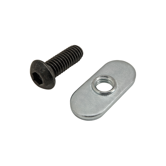 75-3517 -  Bolt Assembly: M6 x 16.00mm Black BHSCS with Slide-In Economy T-Nut - Centered Thread - Bright Zinc