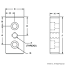 2129 - 10 Series 3 Hole - Center Tap Base Plate: 1.00" x 2.00" with 3/8-16 Tap-2