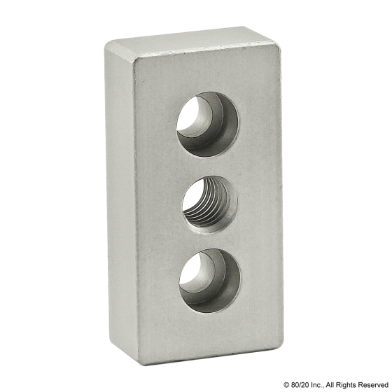 2129 - 10 Series 3 Hole - Center Tap Base Plate: 1.00" x 2.00" with 3/8-16 Tap