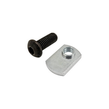 75-3527 -  Bolt Assembly: M8 x 20.00mm Black BHSCS with Slide-In Economy T-Nut - Offset Thread - Bright Zinc