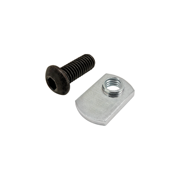 75-3527 -  Bolt Assembly: M8 x 20.00mm Black BHSCS with Slide-In Economy T-Nut - Offset Thread - Bright Zinc