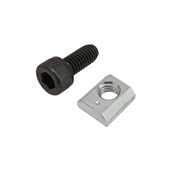 75-3592 -  Bolt Assembly: M6 x 14.00mm Black SHCS with Standard Drop-In T-Nut - Bright Zinc