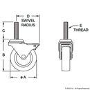 2299 - Threaded Stem Swivel Caster: 3/8-16 x 1.5"-2