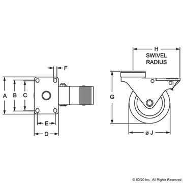 2321 - Flanged Mount Swivel Caster: 4" - 0