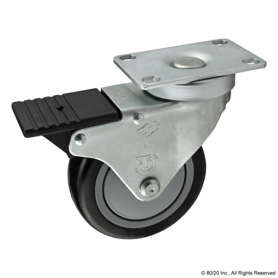 2333 - Deluxe Flange Mount Swivel Caster: 4.00" with Brake