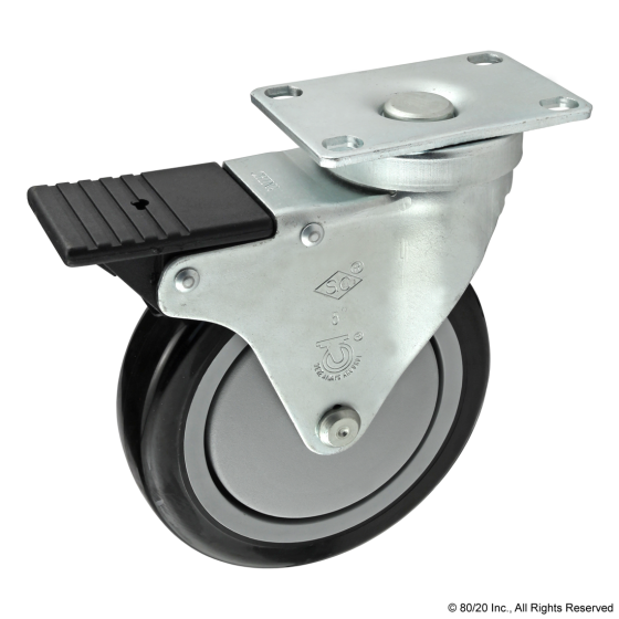 2334 - 5” Deluxe Flange Mount Swivel Caster W/ Brake