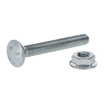 24221 -  Bolt Assembly: 1/4-20 x 2" Silver Carriage Bolt with Flanged Hex Nut - Silver Zinc