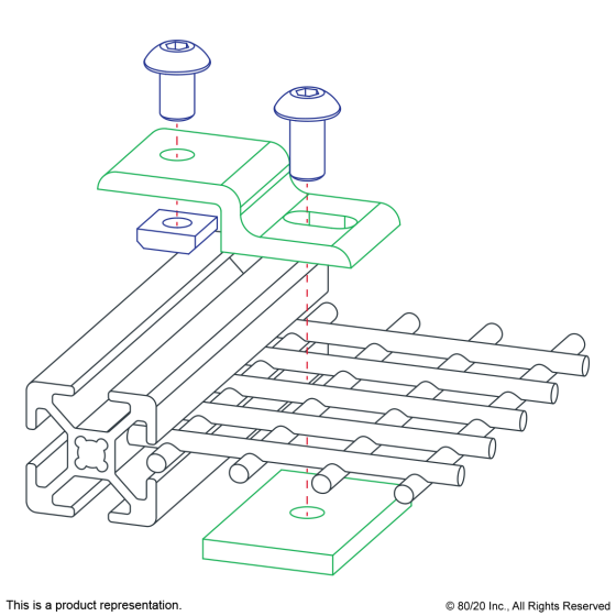 2436 - 15 Series & Ready Tube Single Arm Narrow Mesh Retainer with Narrow Backing Plate