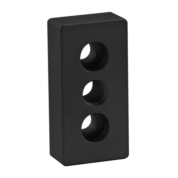 2129-BLACK -  10 Series 3 Hole - Center Tap Base Plate: 1.00" x 2.00" with 3/8-16 Tap