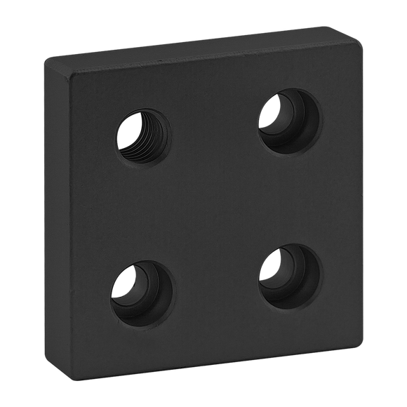 2142-BLACK -  10 Series 4 Hole - Offset Tap Base Plate: 2.00" x 2.00" with 3/8-16 Corner Tap