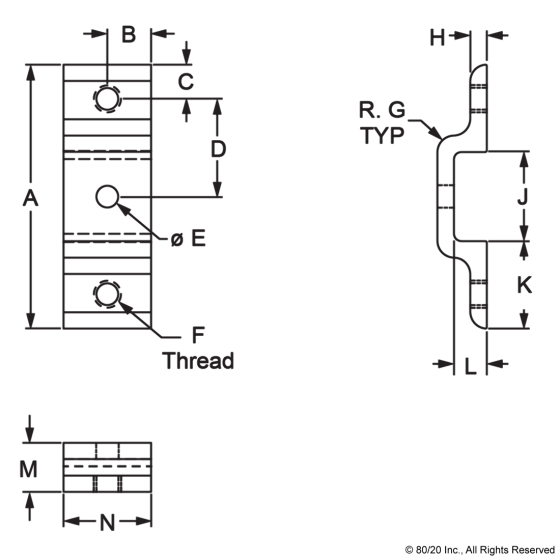 2512 - 10 Series Double Arm Narrow Panel Retainer