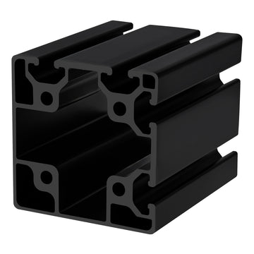 40-8084-LITE-6.05M-BLACK-FB -  80mm X 80mm Lite T-slotted Profile - Four Adjacent Open T-slots - 6.05M Bar - Full Black Anodize