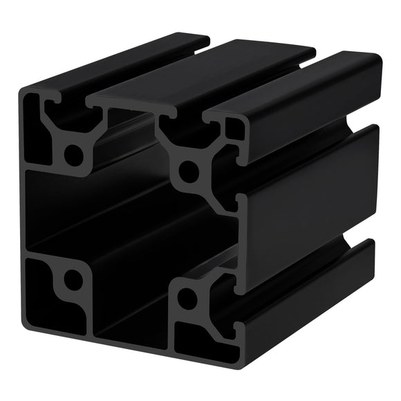 40-8084-LITE-6.05M-BLACK-FB -  80mm X 80mm Lite T-slotted Profile - Four Adjacent Open T-slots - 6.05M Bar - Full Black Anodize