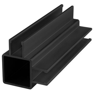 9030-145-BLACK-FB -  1" SQUARE RT ANG DBL TWIN FLGQUICK FRM 145" BAR FL BLK ANOD