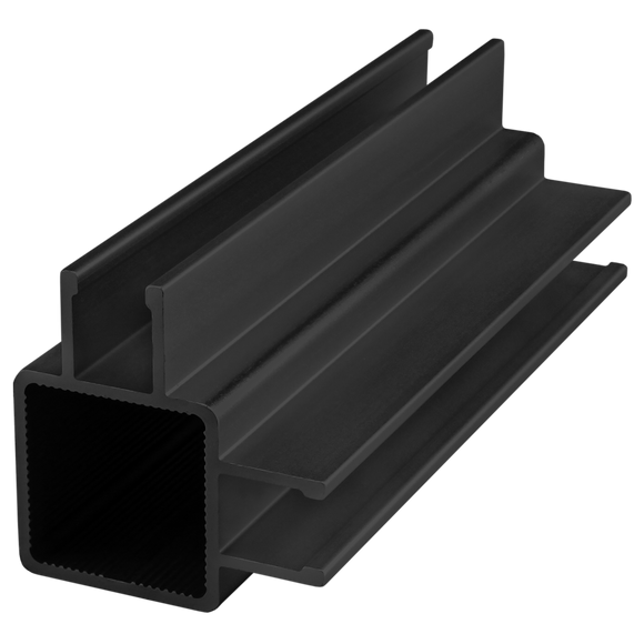 9030-145-BLACK-FB -  1" SQUARE RT ANG DBL TWIN FLGQUICK FRM 145" BAR FL BLK ANOD