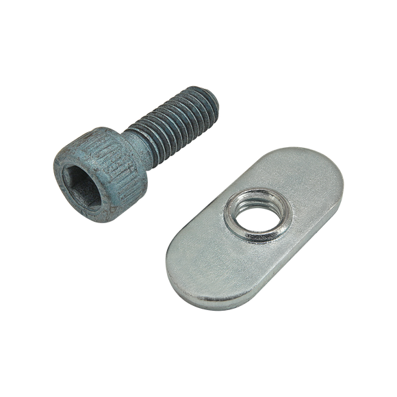 75-3413 -  Bolt Assembly: M6 x 16.00mm Blue SHCS with Slide-In Economy T-Nut - Centered Thread - Bright Zinc