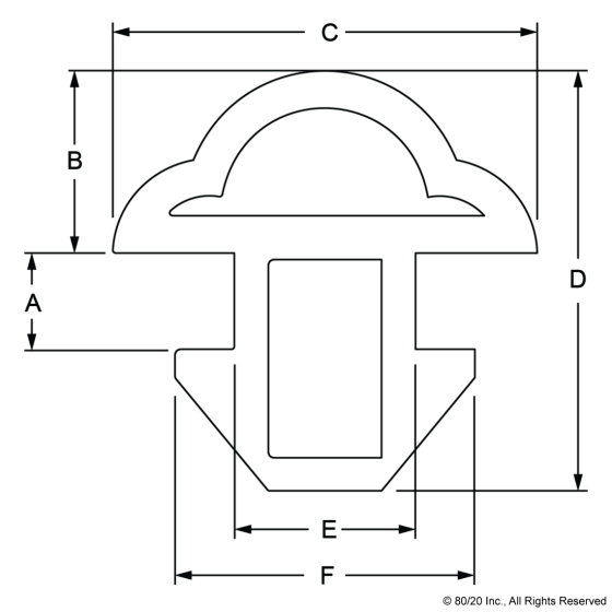 2829 - 15 & 40 Series Rubber Door Seal (sold by the ft)