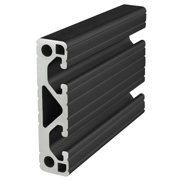 3034-LITE-BLACK-120 -  3.00" X .75" Lite T-Slotted Profile - Two Adjacent Open T-Slots - 120" Full Length Profile