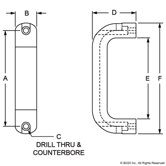 2885 - 10 & 15 Series Aluminum Door Handle (Medium)