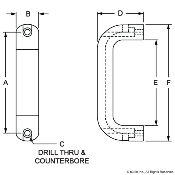 2887 - 10 & 15 Series Aluminum Door Handle (Large)