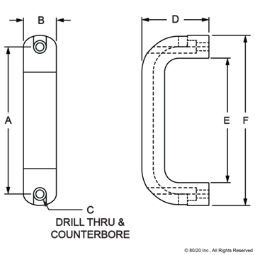 2887 - 10 & 15 Series Aluminum Door Handle (Large) - 0
