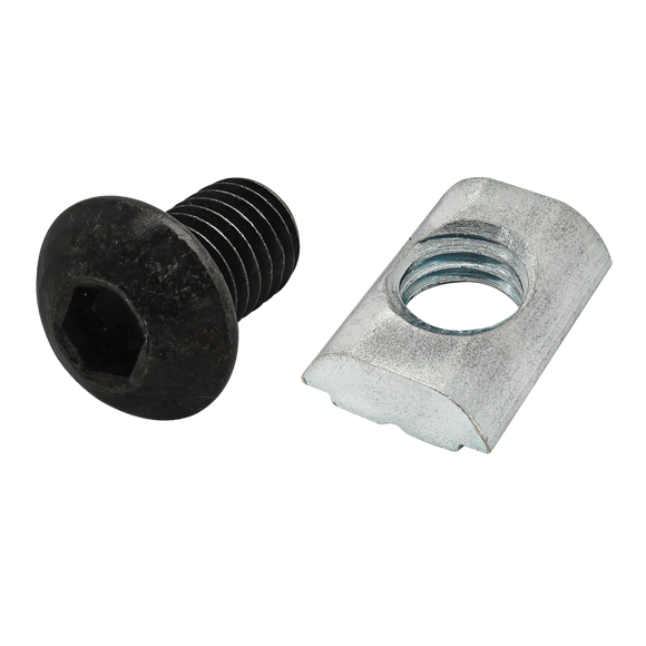 75-3615 -  Bolt Assembly: M8 x 12.00mm Black BHSCS with Self-Aligning Roll-In T-Nut - Bright Zinc