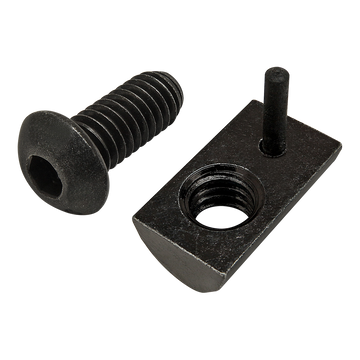 3528 -  Bolt Assembly: 5/16-18 x .750" Black BHSCS and Roll-In T-Nut with Flex Handle - Black Zinc