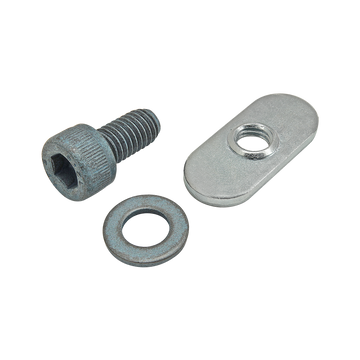 75-3419 -  Bolt Assembly: M6 x 12.00mm Blue SHCS with Washer and Slide-In Economy T-Nut - Centered Thread - Bright Zinc