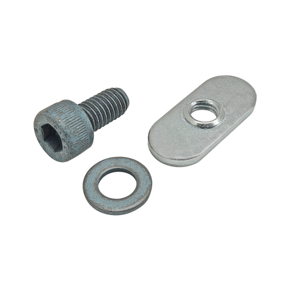 75-3419 -  Bolt Assembly: M6 x 12.00mm Blue SHCS with Washer and Slide-In Economy T-Nut - Centered Thread - Bright Zinc