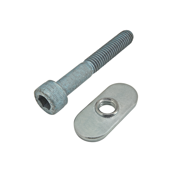 75-3418 -  Bolt Assembly: M6 x 40.00mm Blue SHCS with Slide-In Economy T-Nut - Centered Thread - Bright Zinc