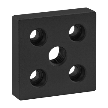2132-BLACK -  10 Series 5 Hole - Center Tap Base Plate: 2.00" x 2.00" with 1/2-13 Tap
