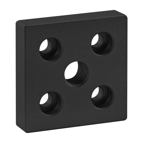 2132-BLACK -  10 Series 5 Hole - Center Tap Base Plate: 2.00" x 2.00" with 1/2-13 Tap