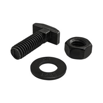 3478 -  Bolt Assembly: 5/16-18 x 1.000" Black Drop-In T-Slot Stud with Washer and Hex Nut - Black Zinc