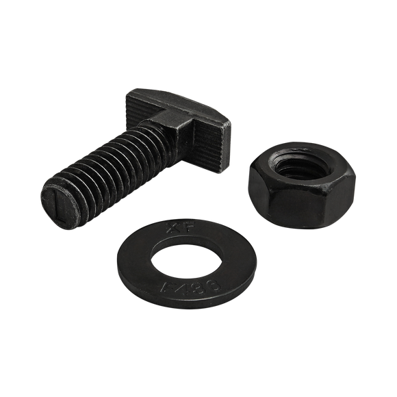3478 -  Bolt Assembly: 5/16-18 x 1.000" Black Drop-In T-Slot Stud with Washer and Hex Nut - Black Zinc