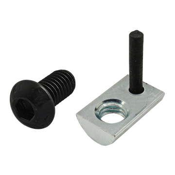 75-3642 -  Bolt Assembly: M6 x 12.00mm Black BHSCS with Roll-In T-Nut with Flex Handle - Bright Zinc