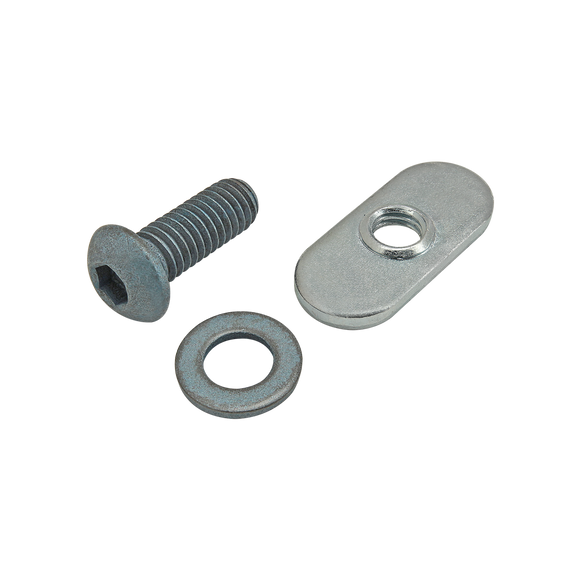 75-3409 -  Bolt Assembly: M6 x 16.00mm Blue BHSCS with Washer and Slide-In Economy T-Nut - Centered Thread - Bright Zinc