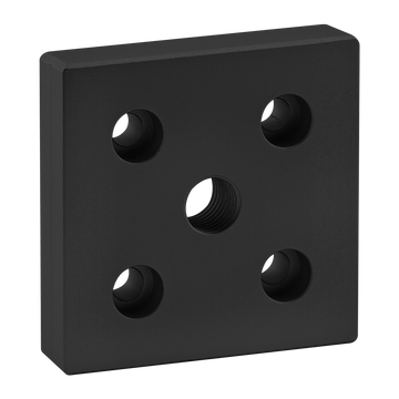 40-2145-BLACK -  40 Series 5 Hole - Center Tap Base Plate: 80mm x 80mm with M16 Tap
