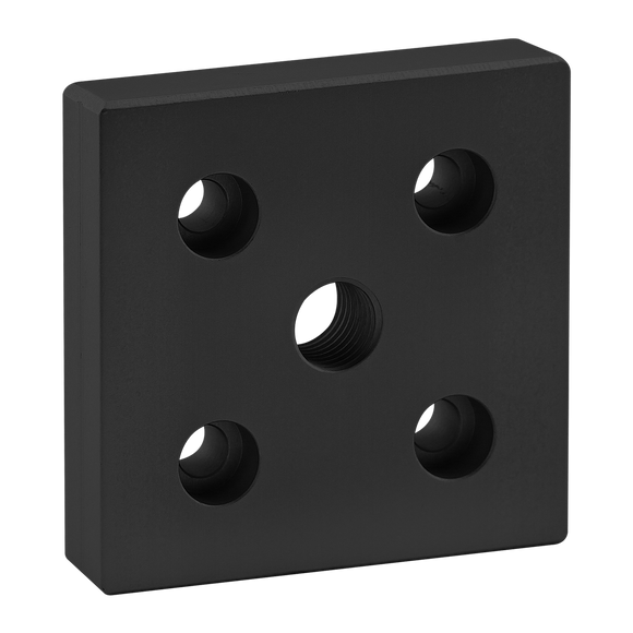 40-2145-BLACK -  40 Series 5 Hole - Center Tap Base Plate: 80mm x 80mm with M16 Tap