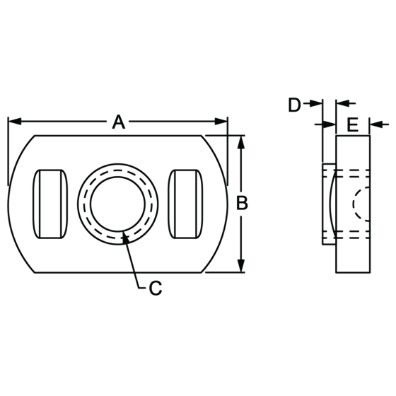 30-3796 - M8 Slide-in Economy T-Nut - Centered Thread