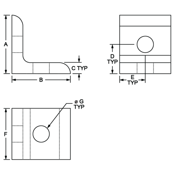 30-4302 30 Series 2 Hole - Inside Corner Bracket