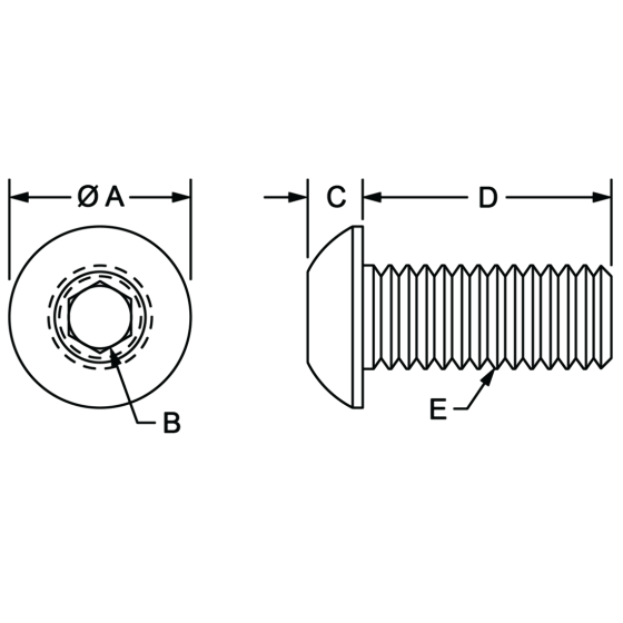 3005 -  8-32 x .375" Button Head Socket Cap Screw (BHSCS)
